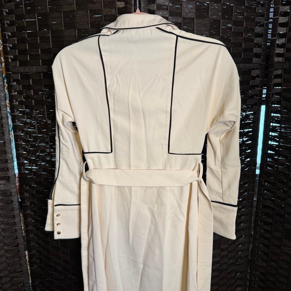 Karen Millen Petite Contrast Twill Woven Midaxi Dress Ivory US Size 0P 2P - Picture 4 of 15